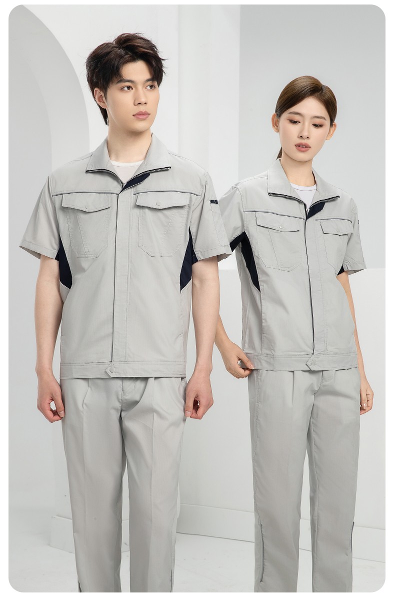 DL237X 夏季薄款竹纤维长袖工作服定制男薄款耐磨汽修工厂电焊车间劳保服(图12)