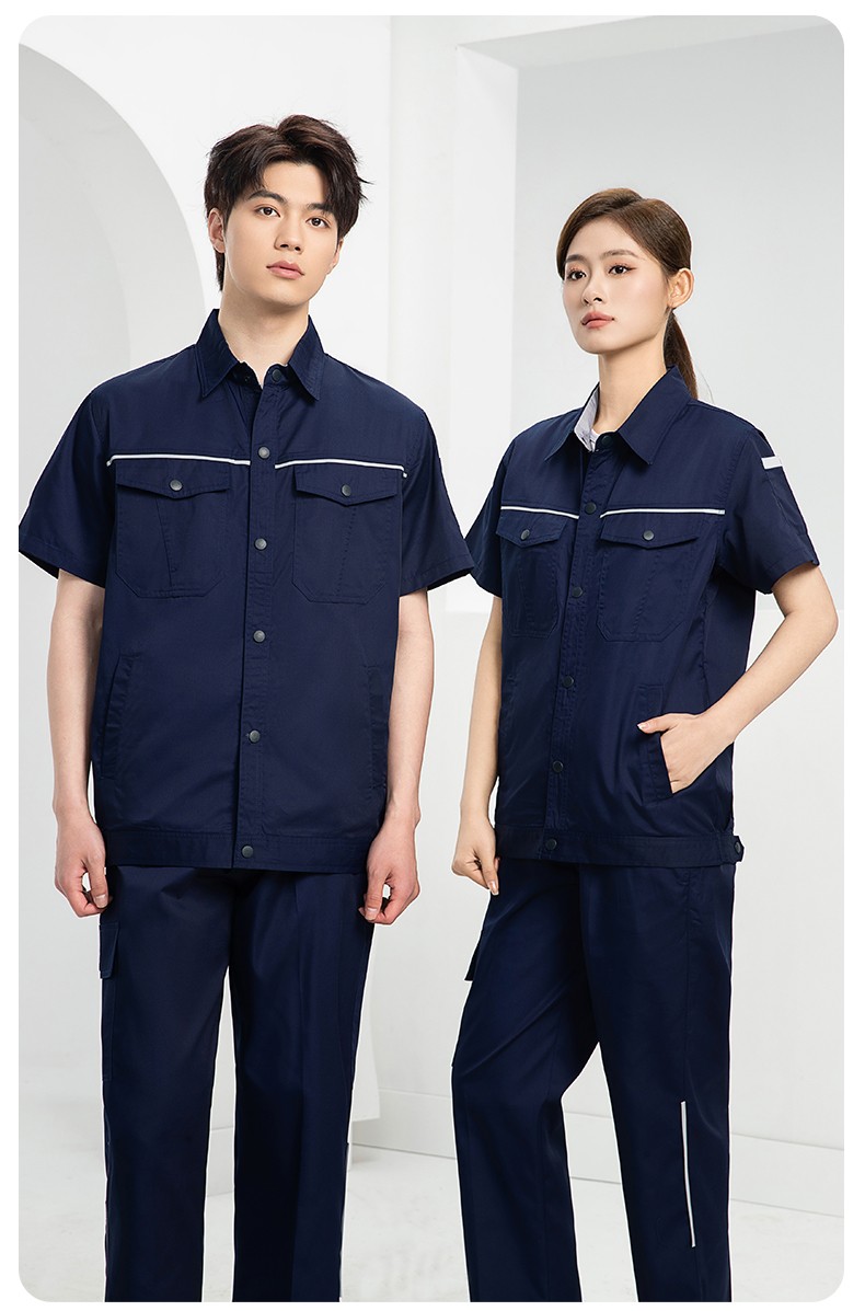 DM241X 海源夏季长袖薄款工作服套装反光条纽扣套装耐磨机修劳保工装定制(图12)