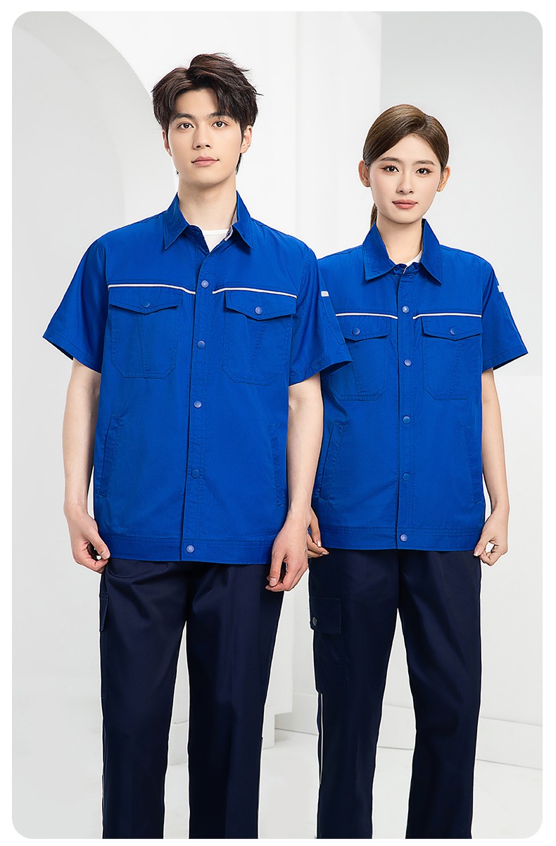 DM241X 海源夏季长袖薄款工作服套装反光条纽扣套装耐磨机修劳保工装定制(图13)