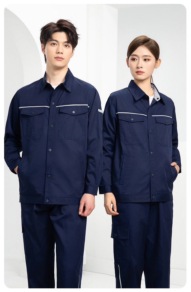 DM241X 海源夏季长袖薄款工作服套装反光条纽扣套装耐磨机修劳保工装定制(图20)