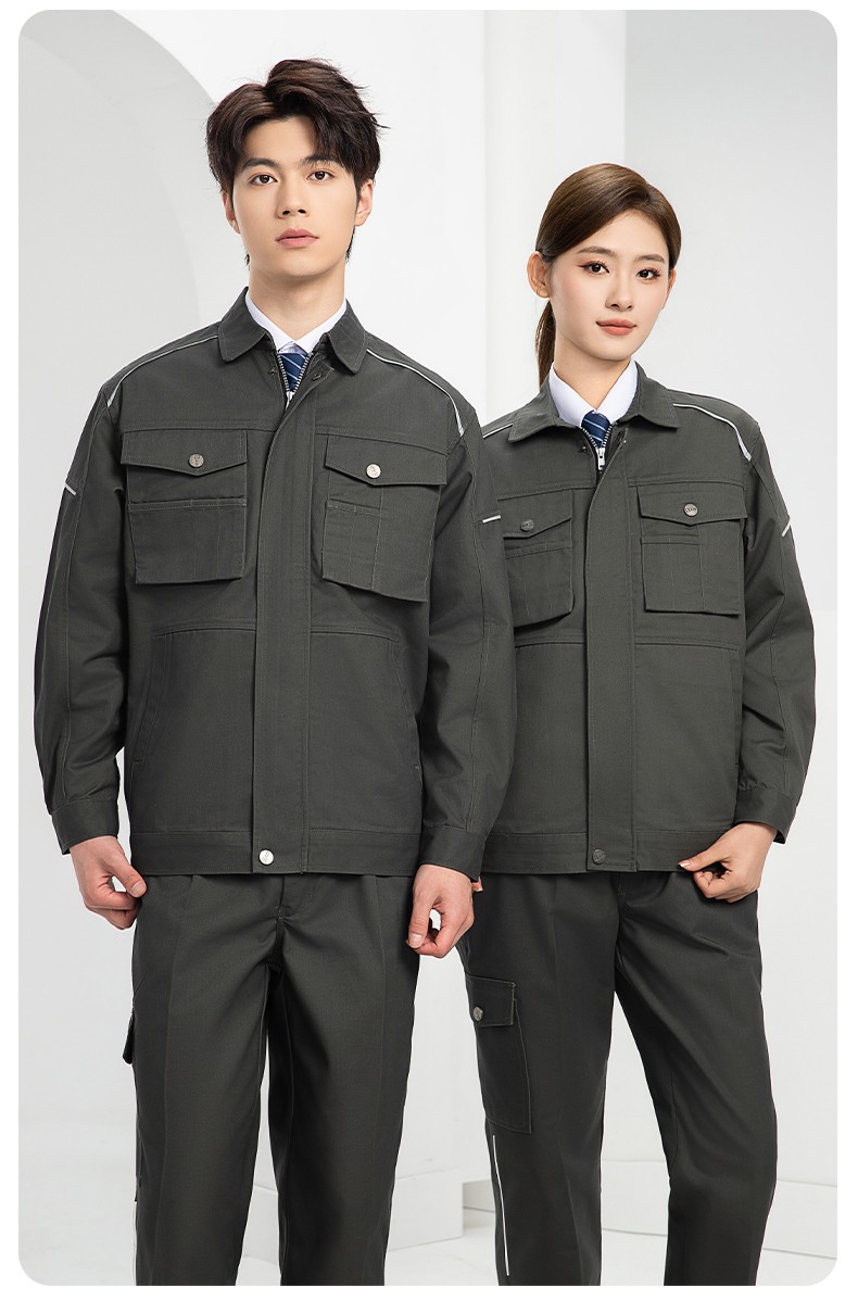 DM2315 海源春秋工作服套装男机修车间劳保服印字LOGO反光磨毛工地工装(图16)