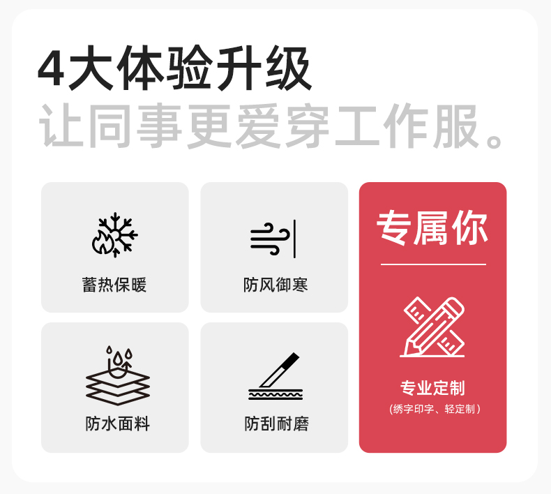 SL-9597 冬季工作服冲锋衣加绒保暖工装可拆卸印字定制学校公司超市外套(图2)