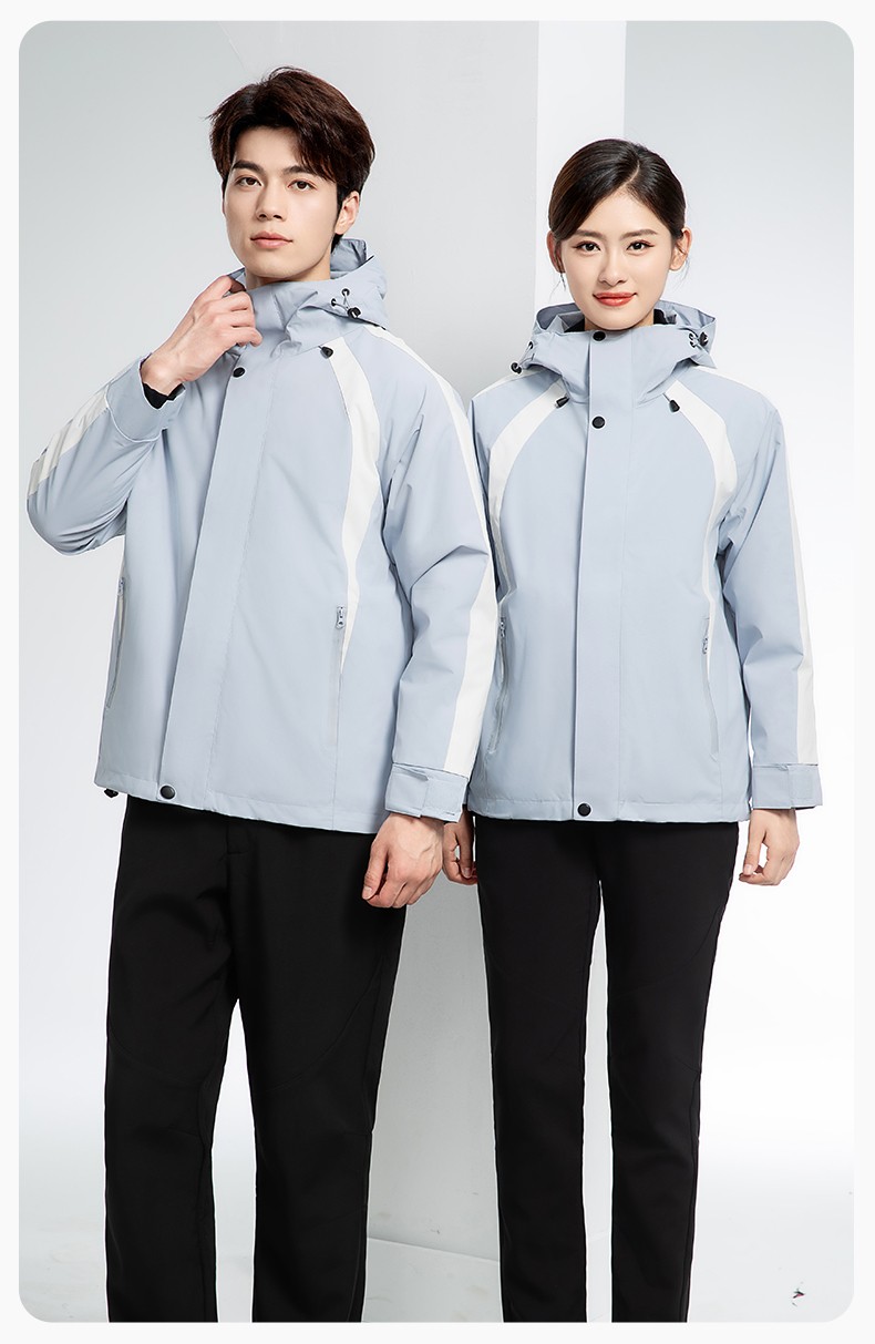 SL-9597 冬季工作服冲锋衣加绒保暖工装可拆卸印字定制学校公司超市外套(图13)