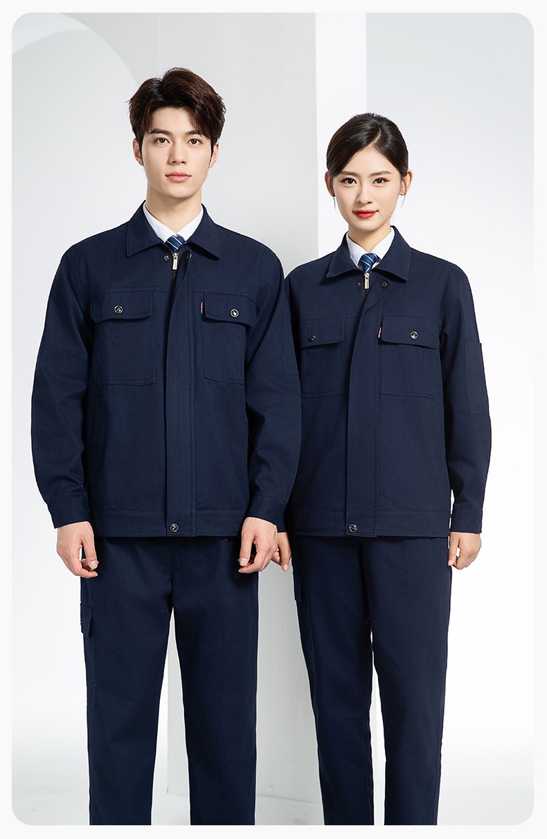 QM2094 春秋季纯棉工作服套装定制耐磨全棉劳保服工装上衣劳动厂服(图13)