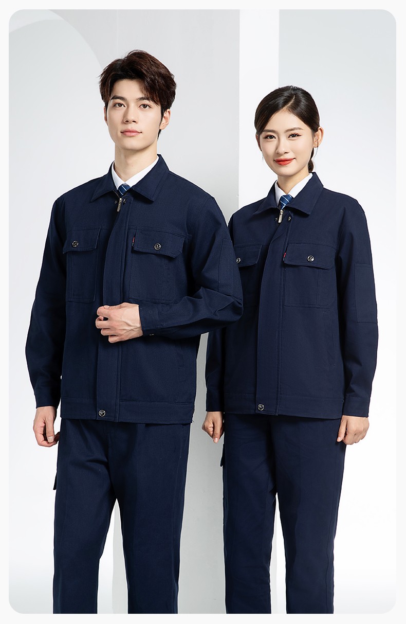 QM2094 春秋季纯棉工作服套装定制耐磨全棉劳保服工装上衣劳动厂服(图12)
