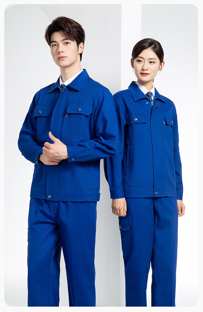 QM2094 春秋季纯棉工作服套装定制耐磨全棉劳保服工装上衣劳动厂服(图16)