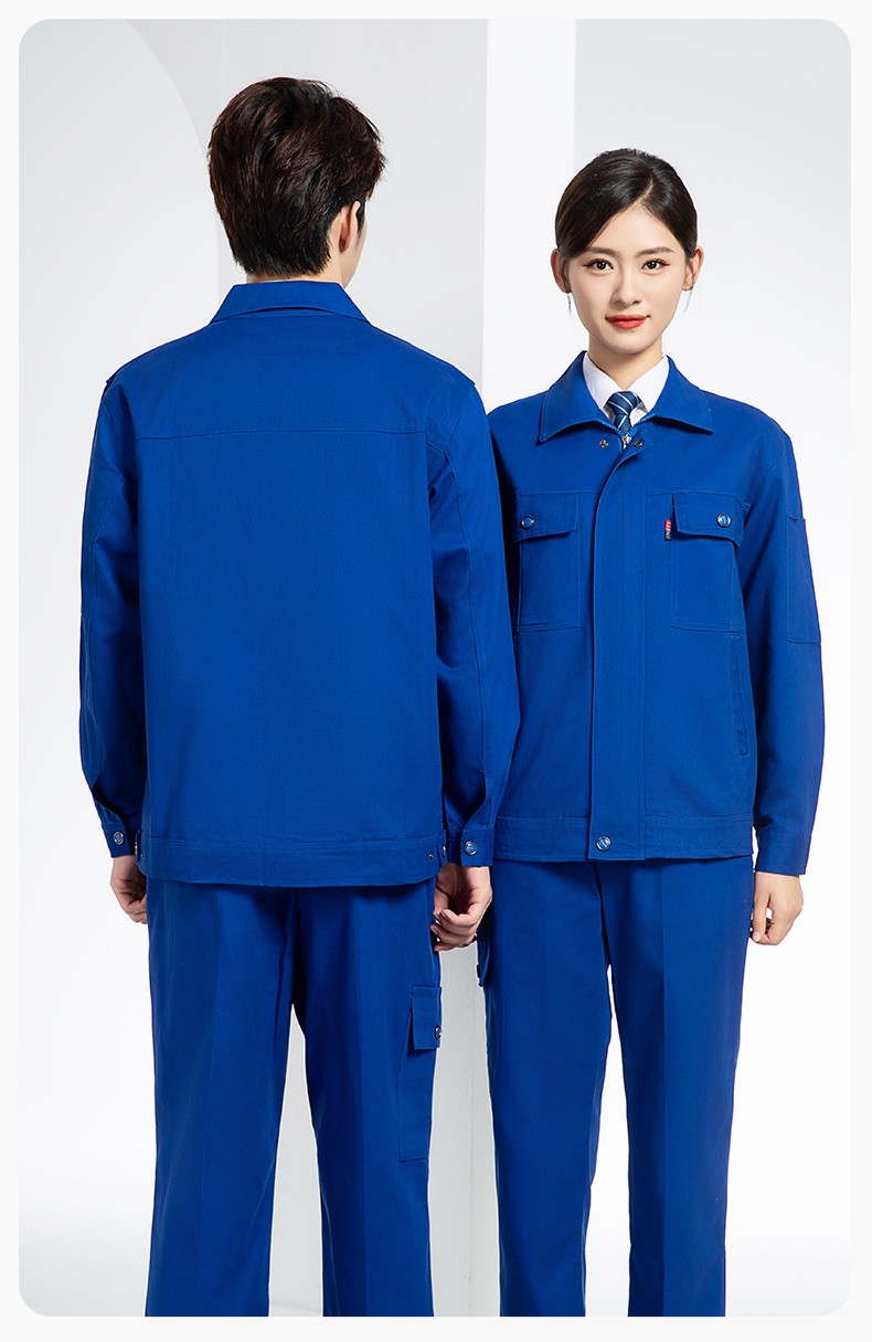 QM2094 春秋季纯棉工作服套装定制耐磨全棉劳保服工装上衣劳动厂服(图17)