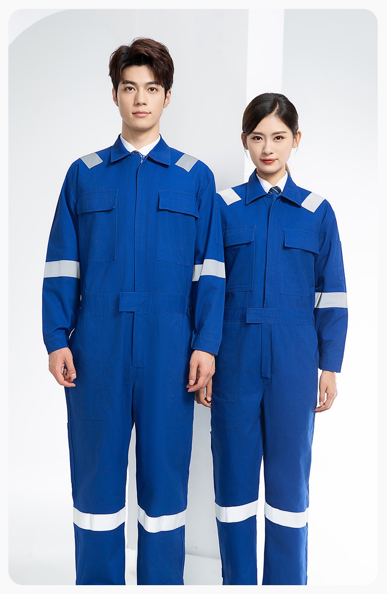 QM8669 纯棉连体工作服定制男反光耐磨耐脏机修电焊工船厂海港定制劳保服(图15)