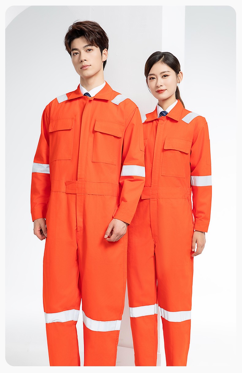 QM8669 纯棉连体工作服定制男反光耐磨耐脏机修电焊工船厂海港定制劳保服(图19)