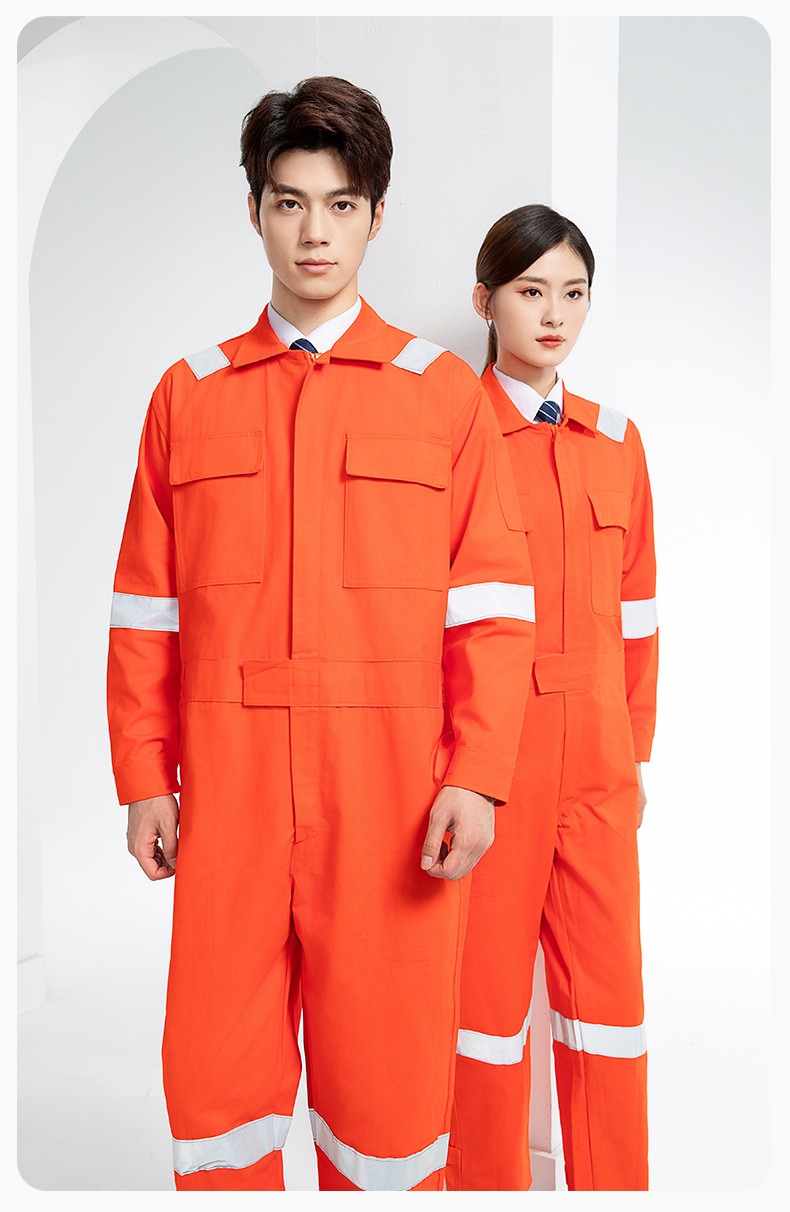 QM8669 纯棉连体工作服定制男反光耐磨耐脏机修电焊工船厂海港定制劳保服(图20)