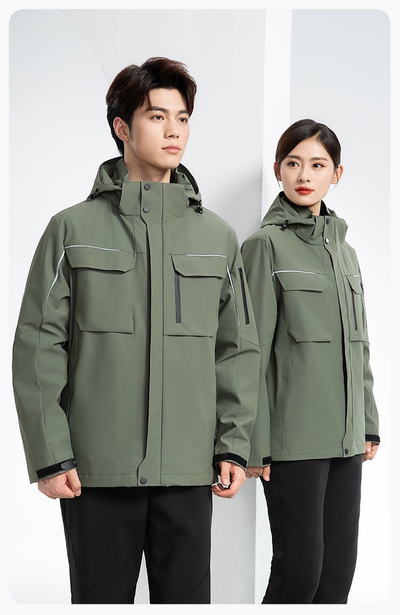 YJ-SK6016 冬季三合一冲锋衣工作服连帽防风防水加绒加厚印logo工装外套定制(图20)