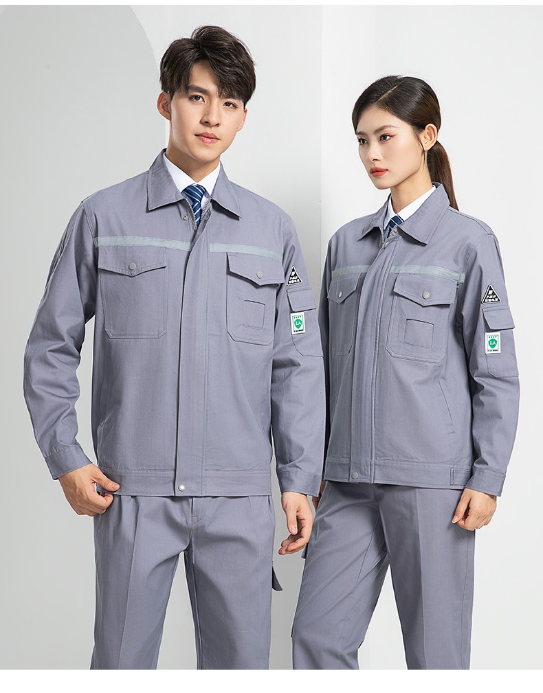 LW-8107 纯棉长袖防静电工作服套装男女电工服反光化工厂劳保服燃气站工装(图21)