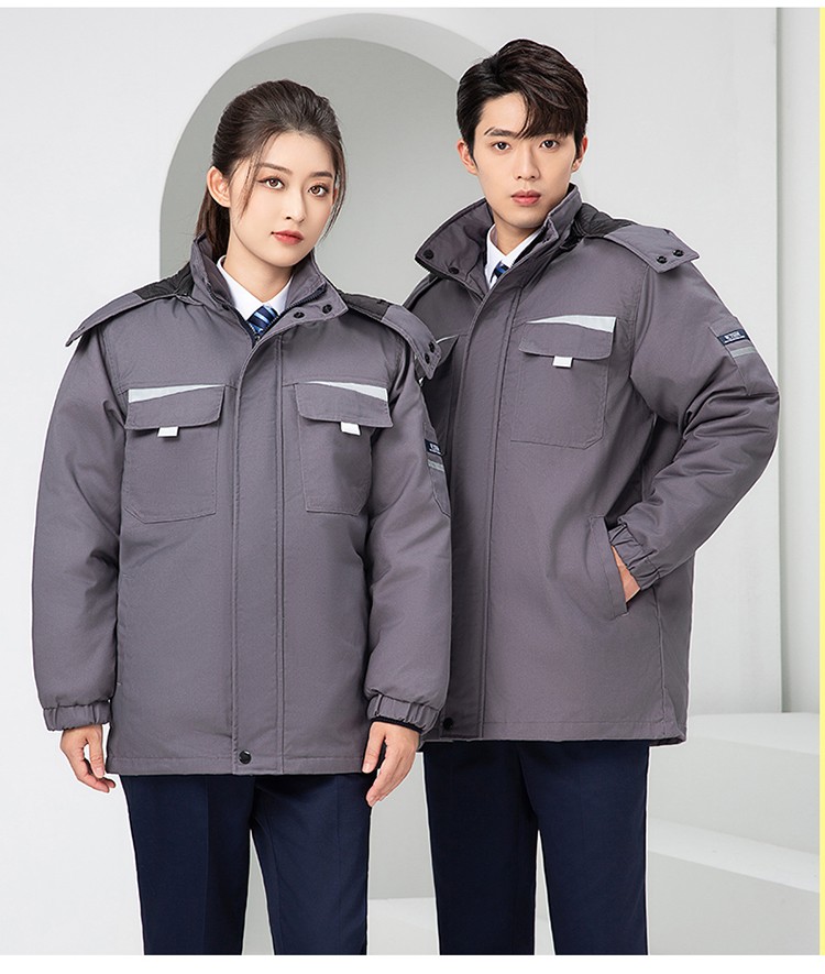 LW-8826Z 冬季工作服定制加厚保暖中长防寒冷库物业车间印绣字可拆卸棉服(图23)