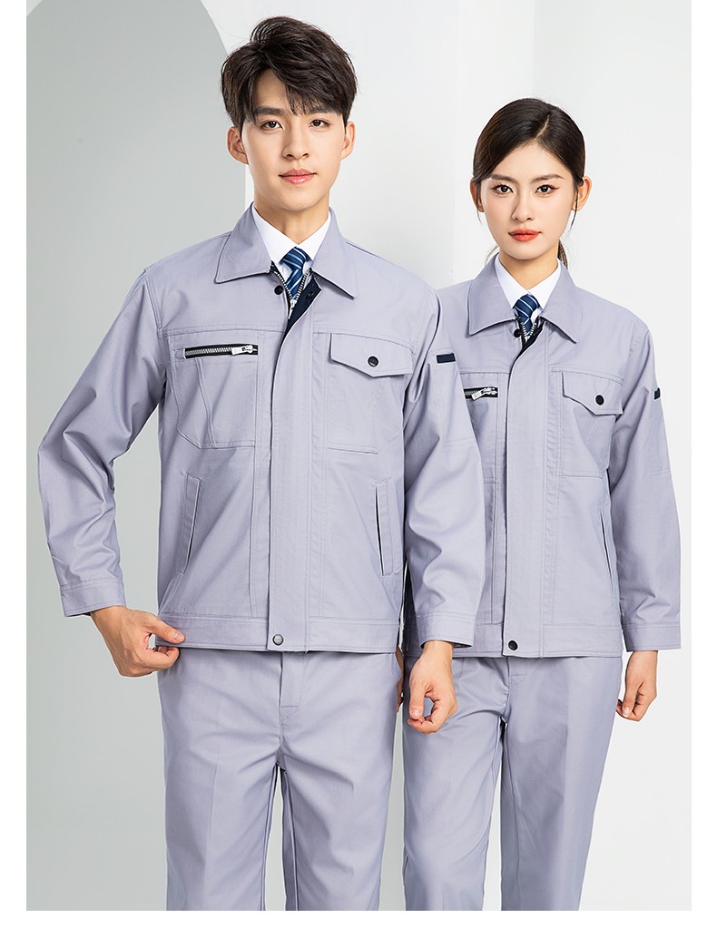 LW-8067 高端工作服套装定制男春秋长袖车间工人夹克劳保服工装上衣印绣字(图21)