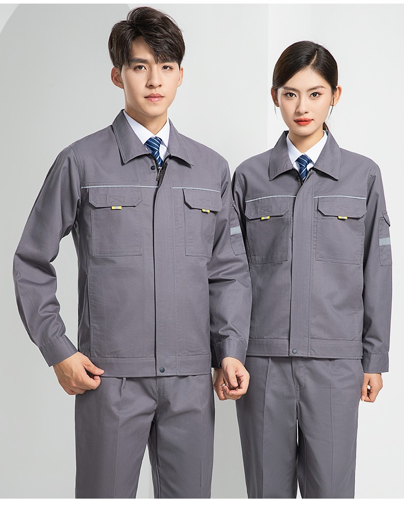 LW-8089 春秋季长袖反光工作服套装定制男汽修耐磨工人工厂车间上衣劳保服(图21)
