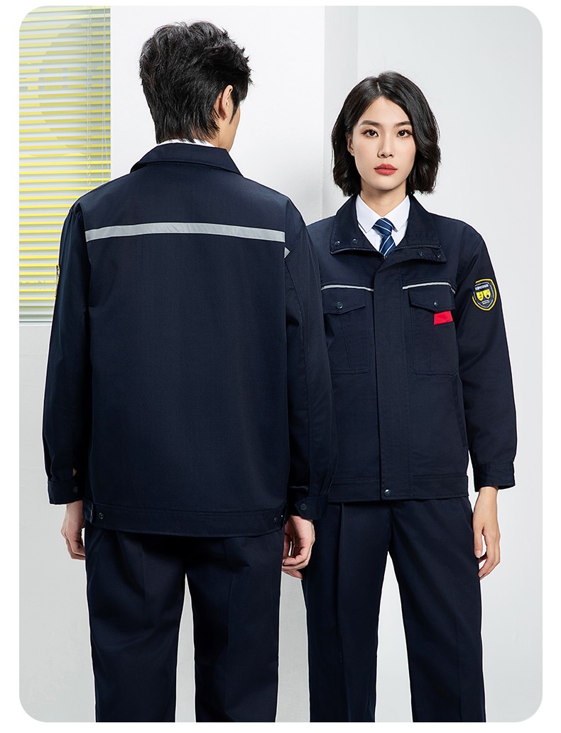 YJ-1302 防静电防酸碱工作服套装男春秋化工厂反光条耐磨工装劳保服定制(图19)