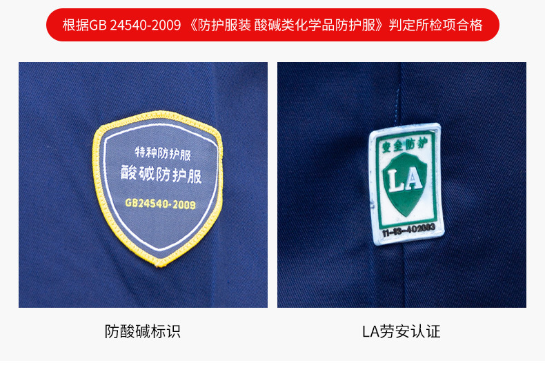 TZ011 恒漉防静电防酸碱蓝白大褂定制车间实验室防护服耐腐蚀工 作服印字(图3)