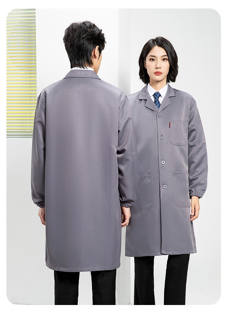 YJ-2301 纯色大褂长袖工作服纯色电子厂男女防尘食品厂大褂定制(图23)